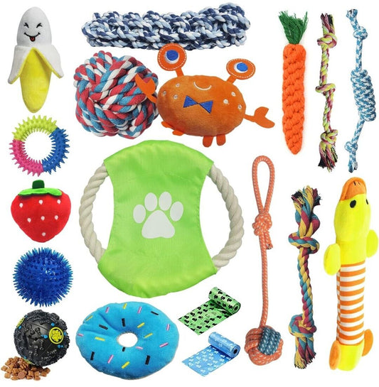 18Pcs Dog Toys Puppy Toys Rope Toys Braided Rope Chew Play Toys Teething Toys