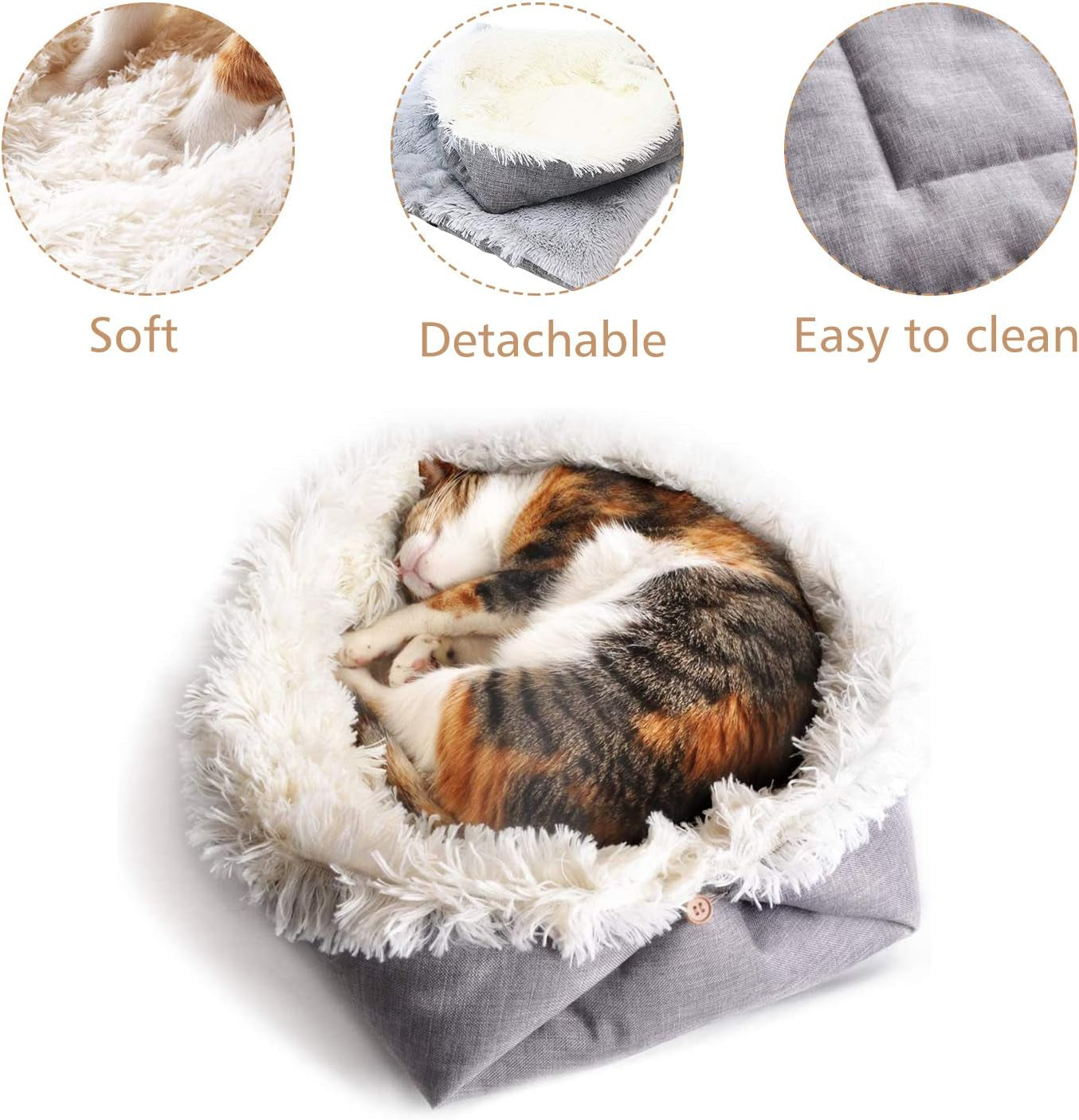 Pet Bed for Cats Indoor Cats Small Dogs Mat, Machine Washable Cat Cushion Function 2 in 1 Soft Plush Fluffy Blanket Kittens Puppy Sofa Pet Bed Mat White