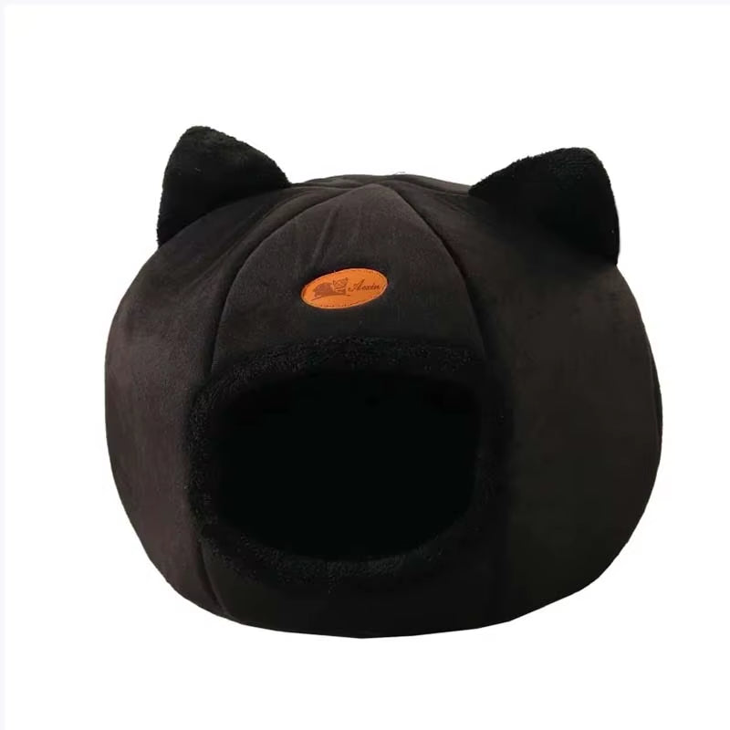 Cat Head Shape Cute and Comfortable Warm Cat House Safe Sleep Cave Non-Slip Semi-Closed Design Four Seasons Universal Cat Nest