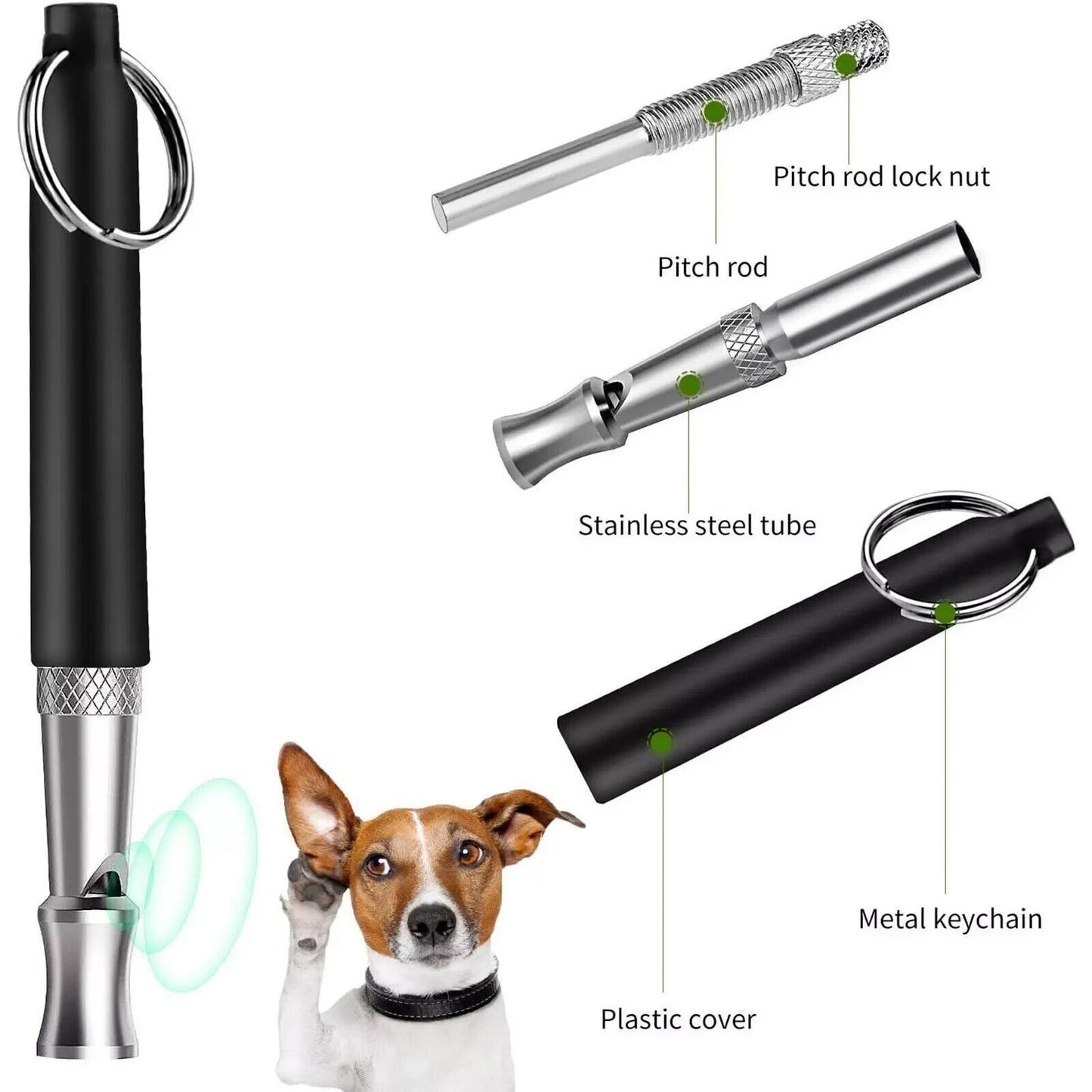 Dog Whistle Stop Barking Pet Training Ultrasonic Adjustable High Pitch + Lanyard