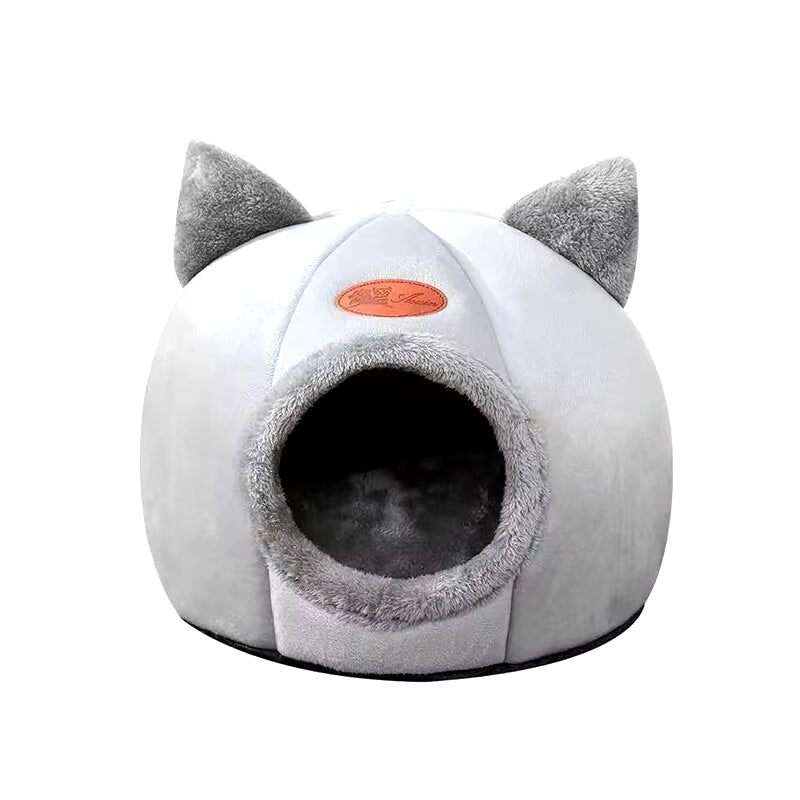 Cat Head Shape Cute and Comfortable Warm Cat House Safe Sleep Cave Non-Slip Semi-Closed Design Four Seasons Universal Cat Nest