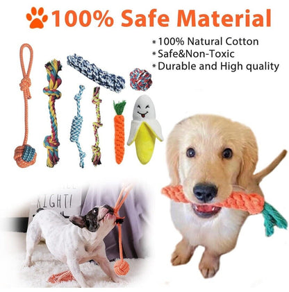 18Pcs Dog Toys Puppy Toys Rope Toys Braided Rope Chew Play Toys Teething Toys